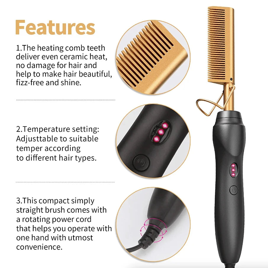 Straightening Comb Heat Hot Comb Press
