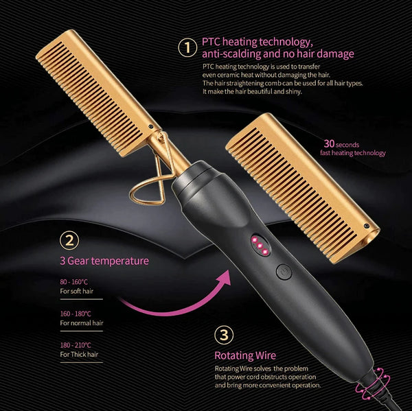 Straightening Comb Heat Hot Comb Press
